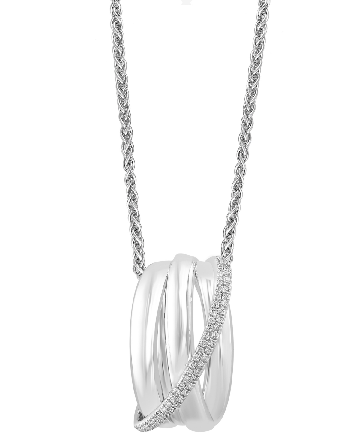 Effy Collection Effy Diamond Coil Crossover 18" Pendant Necklace (1/4 Ct. T.w.) In Sterling Silver In Sterling Silver