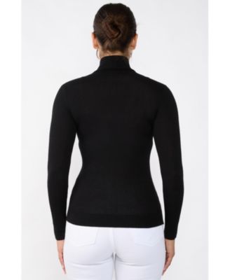 Women's Tissue Weight Cashmere Silk Rib-knit Turtleneck Sweater