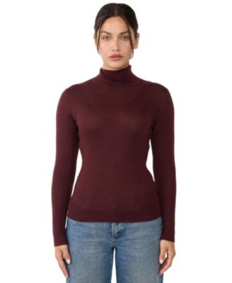Women's Tissue Weight Cashmere Silk Rib-knit Turtleneck Sweater