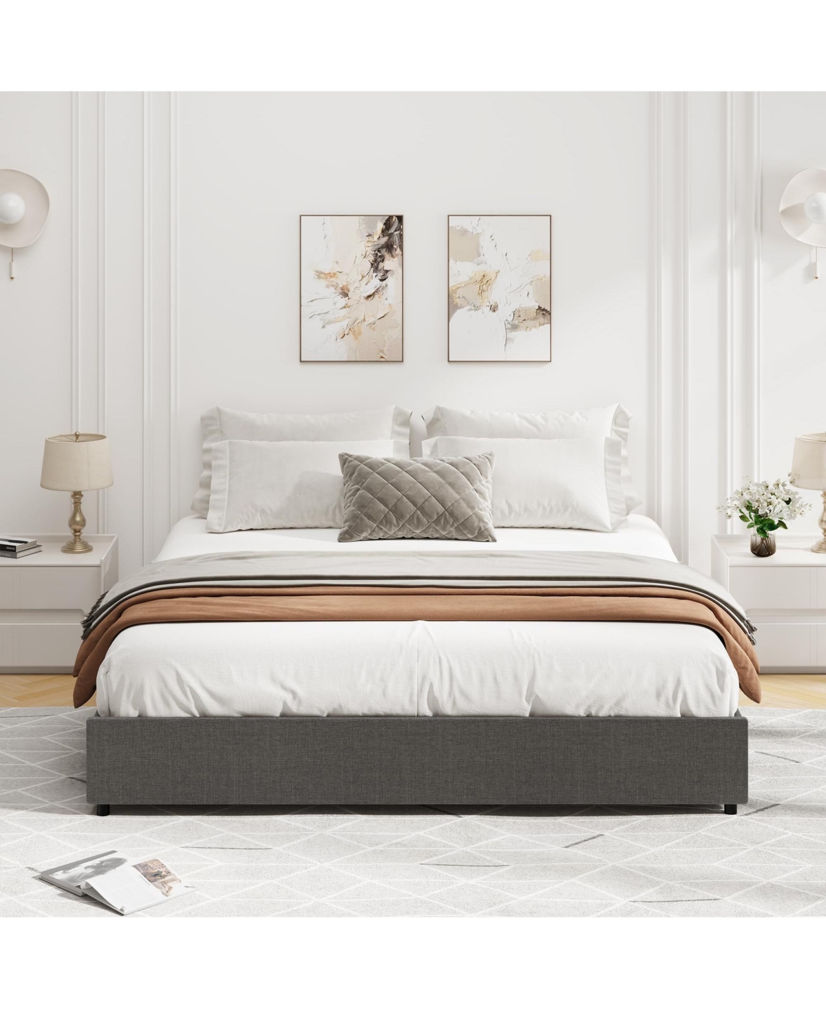 gaomon Size Platform Bed Frame with 4 Storage Drawers,No Fixed Headboard