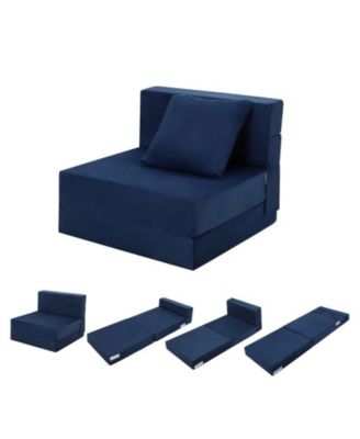 Folding Sofa Bed, Foldable Couch Bed with Pillow, Convertible Sleeper Chair Folding Sofa Mattress, Futon Floor Couch with Memory Foam Washable Cover for Living Room/Bedroom/Guest, Single Size