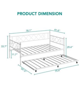 Twin Metal Daybed with Trundle, Premium Steel Slat Support, Space Saving Trundle Sofa Bed for Living Room, Bedroom and Guest Room