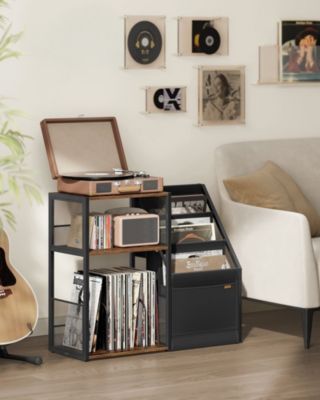 3-Tier Record Player Stand with Vinyl Record Storage for 140 Albums, End Table for Living Room or Bedroom