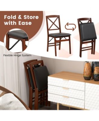 Set of 2 Folding Dining Chairs with 400 LBS Capacity