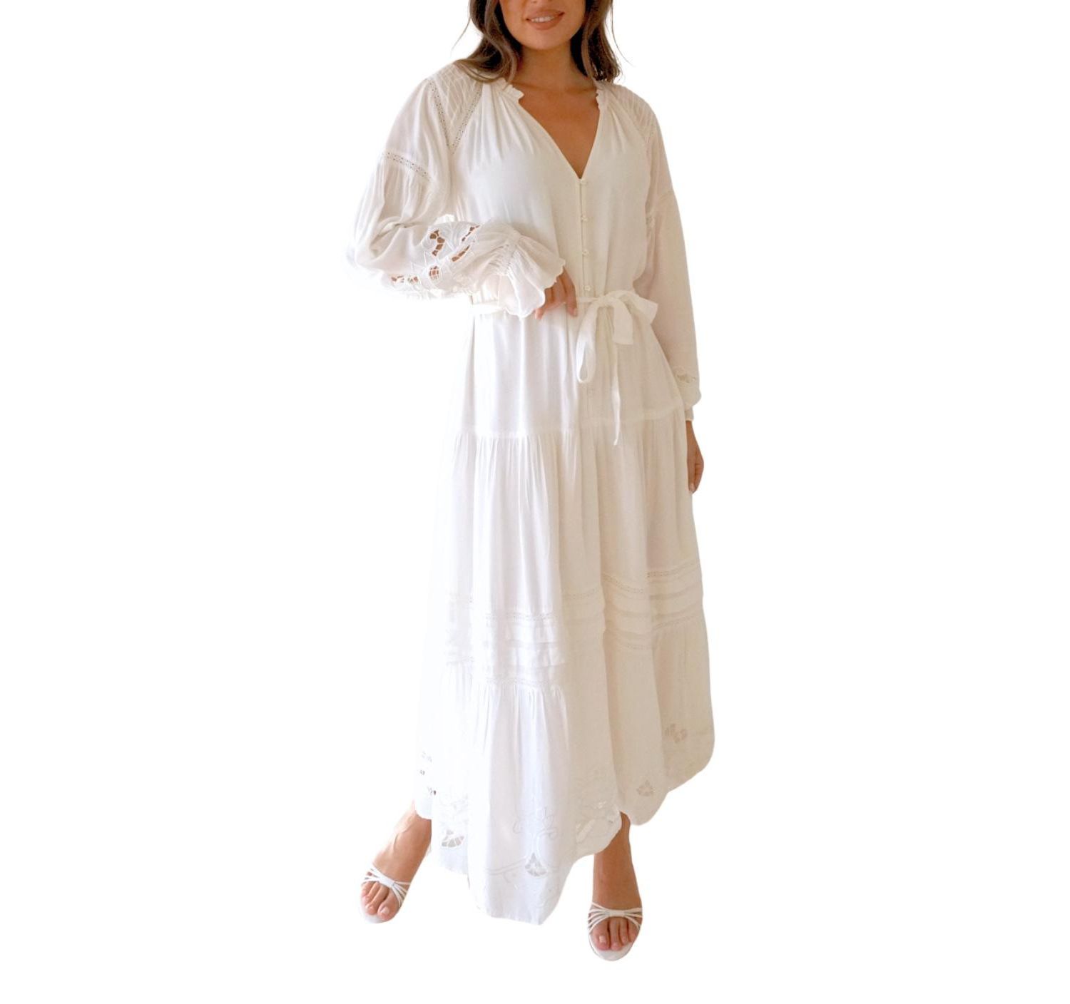 Women's Embroidered Lace Stevie Dress in White