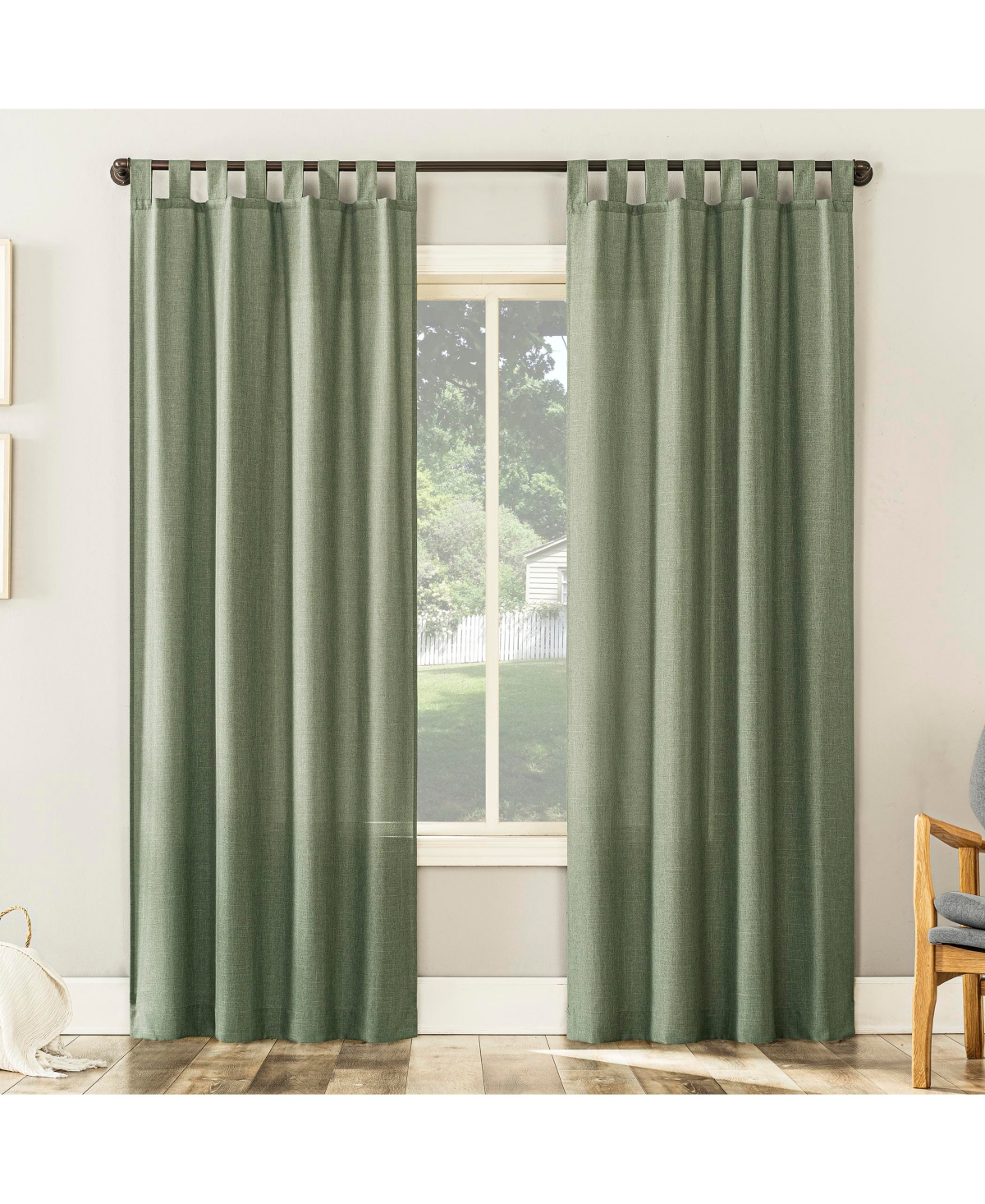 Clifford Heathered Texture Semi-Sheer Tab Top Curtain Panel - Storm blue