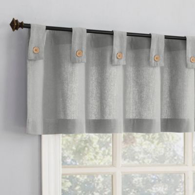 Cotton Blend Button Tab Top Cafe Curtain Pair