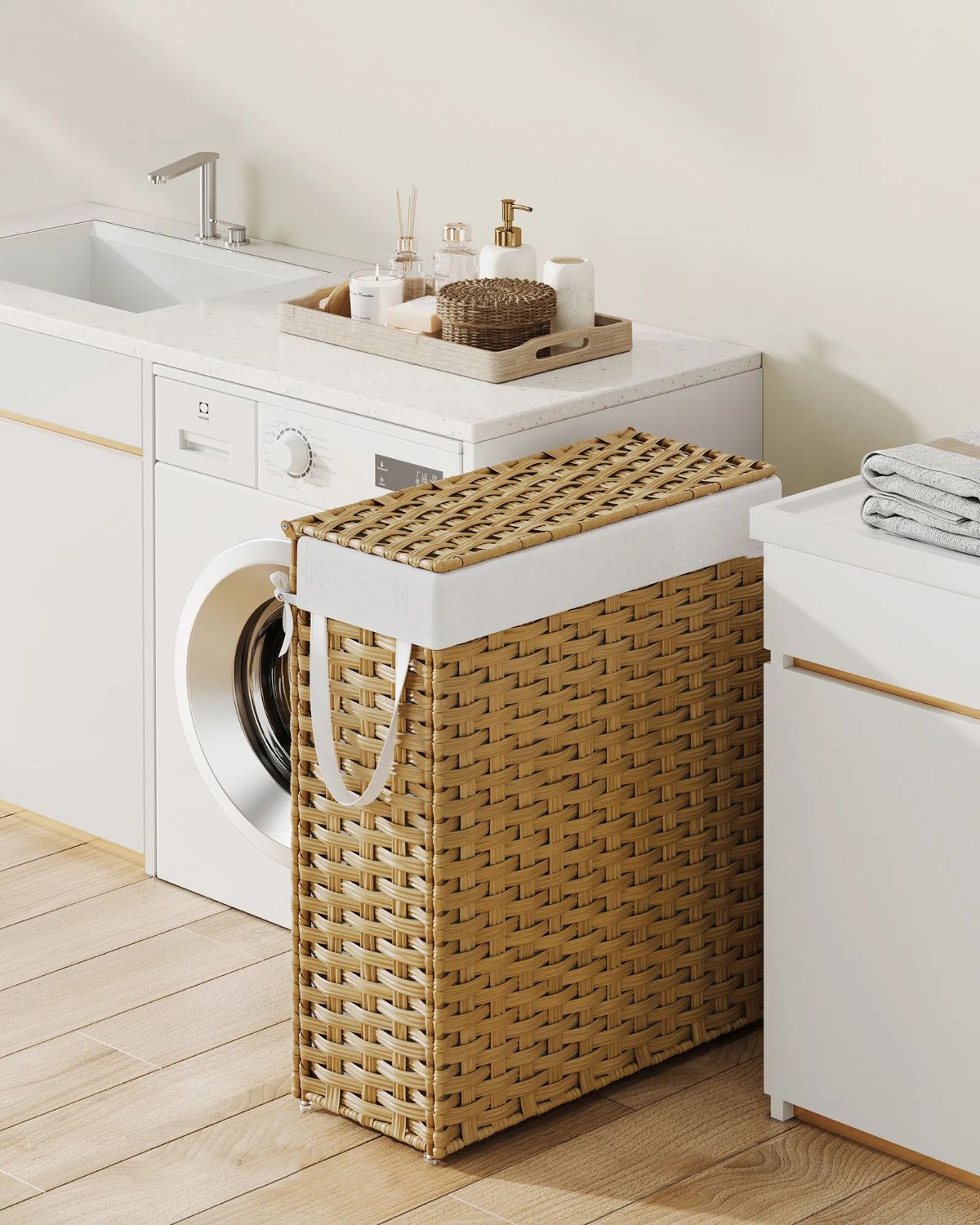 Slickblue Slim Laundry Hamper with Lid Compact and Stylish for Efficient Laundry Storage