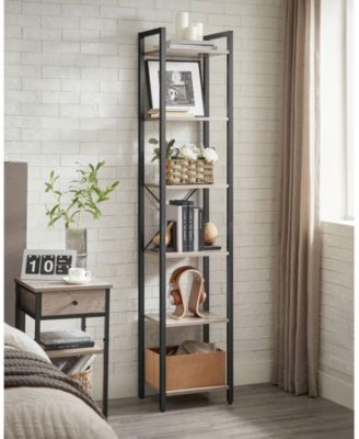 Narrow 5-Tier Bookshelf, Small Multi-Tier Bookcase for Living Room & Bedroom