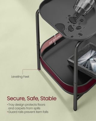 2-Tier Accent End Table Metal Coffee Table w/ Tray Storage Living Room