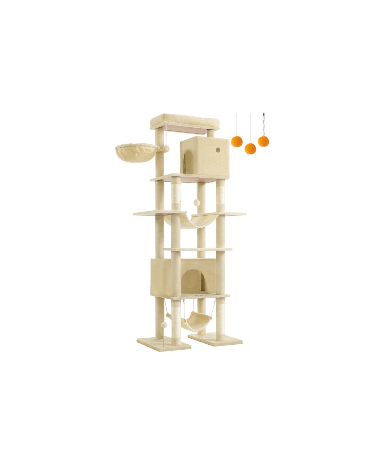 Slickblue 79.1-Inch Tall Cat Tree Multi-Level Large Cat Condo with 4 Scratching Posts for Indoor Cats