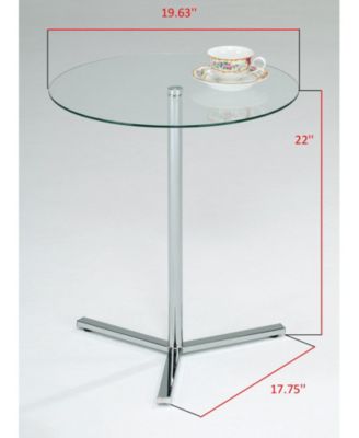 Cinerie Modern Chrome Metal and Clear Tempered Glass Accent Side End Table