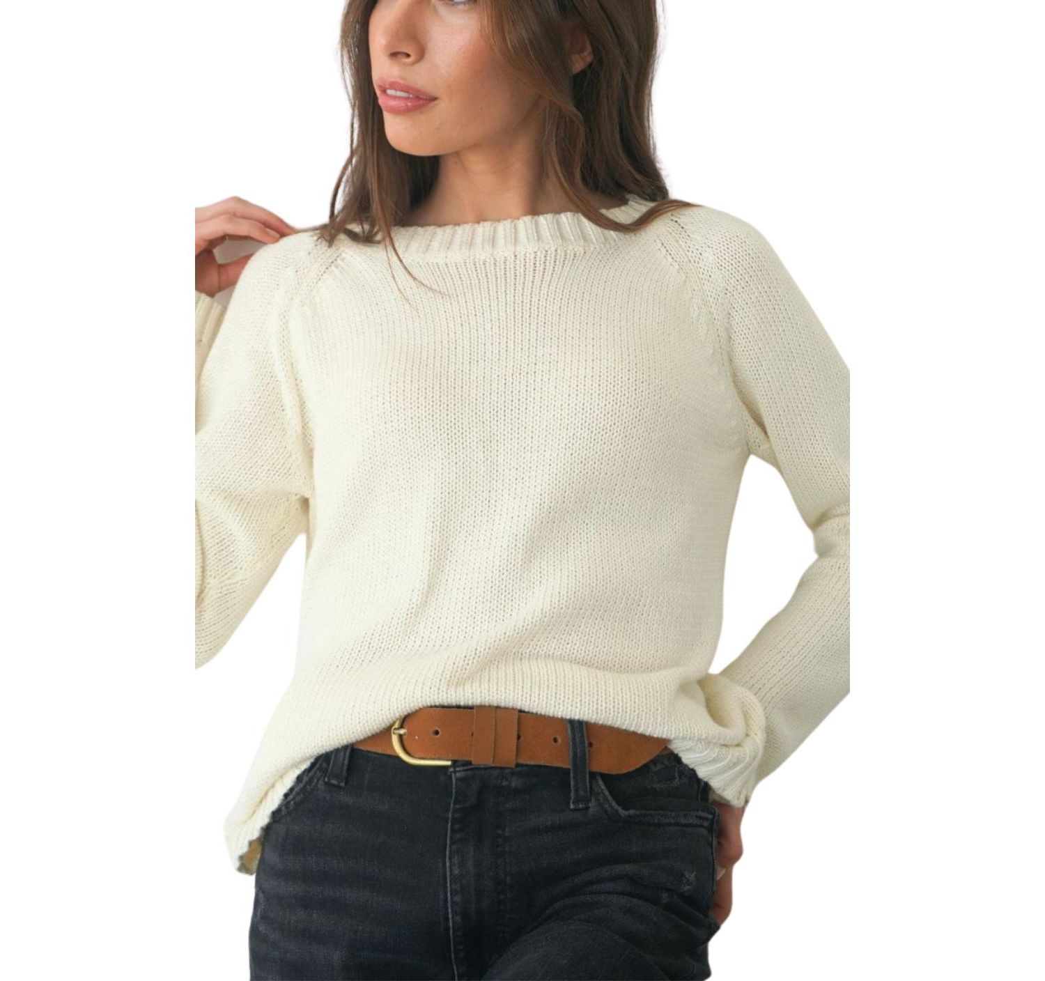 Women's Cotton Sloane Crewneck Pullover Sweater in Oat