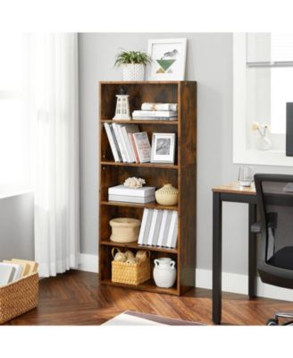 Bookshelf with Adjustable Storage Shelves, Open Bookcase Floor Standing Unit