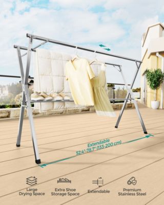 Extendable and Foldable Clothes Drying Rack