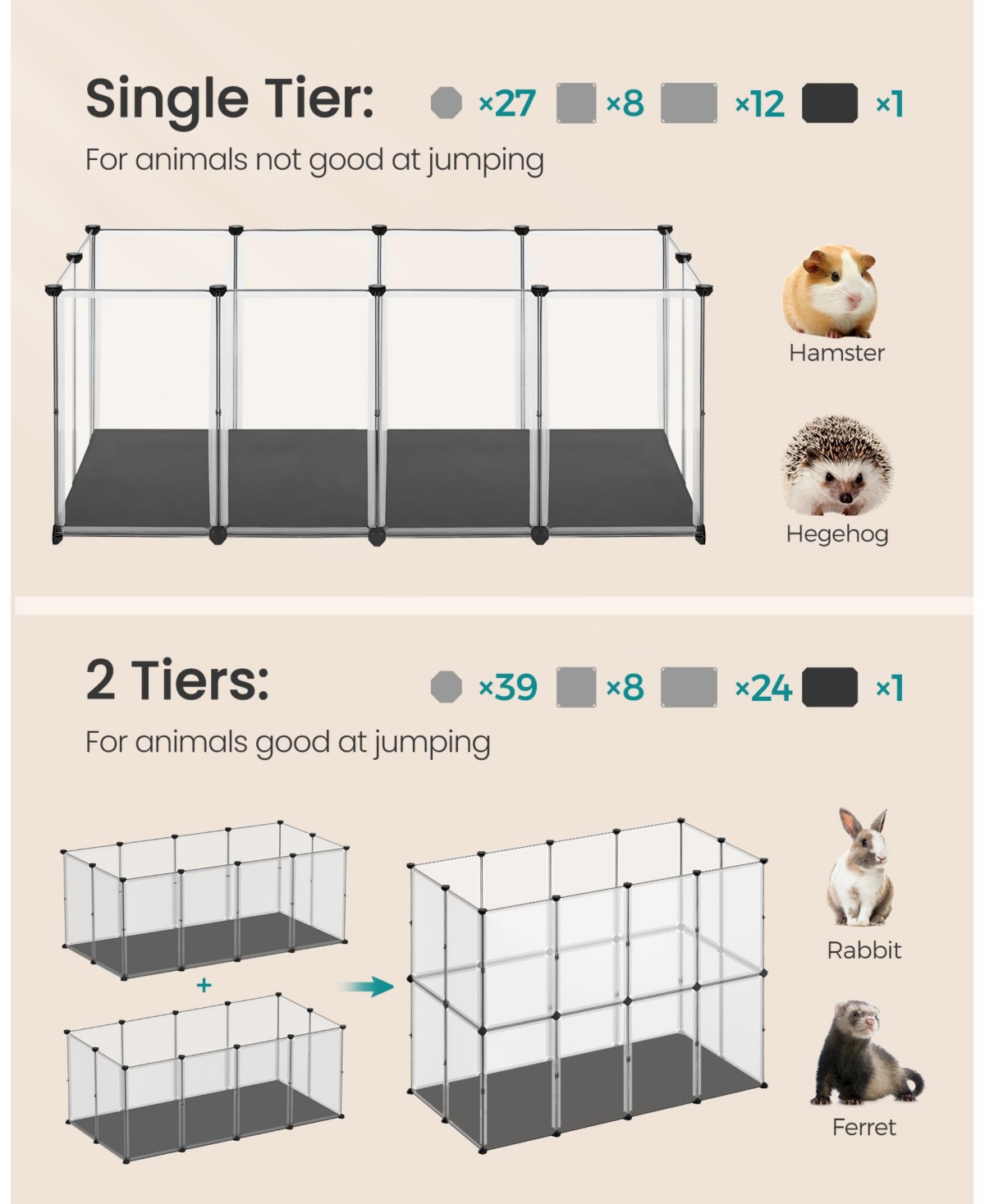 Slickblue Portable Pet Playpen with Floor and Removable Oxford Fabric Mat for Indoor & Outdoor Use