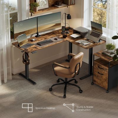 L-Shaped Electric Standing Desk – Height Adjustable Corner Desk with Power Outlets, Memory Function, Easy Assembly for Home Office & Gaming