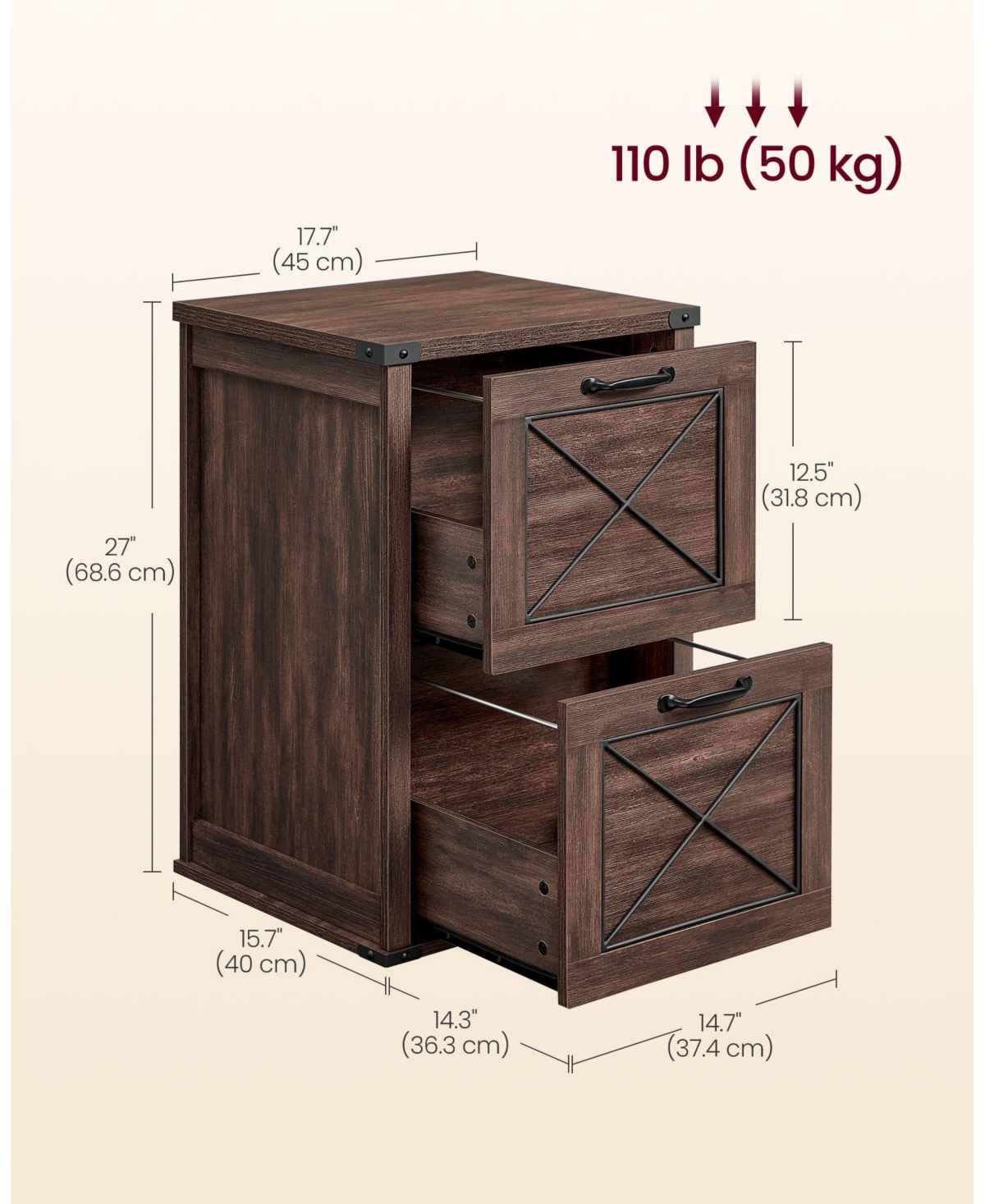 Slickblue File Cabinet with 2 Spacious File Drawers for Organized Storage