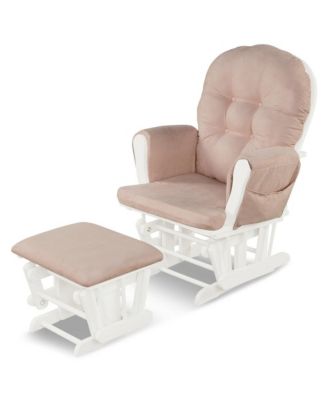 Glider and Ottoman Cushion Set Wood Baby Nursery Rocking Chair