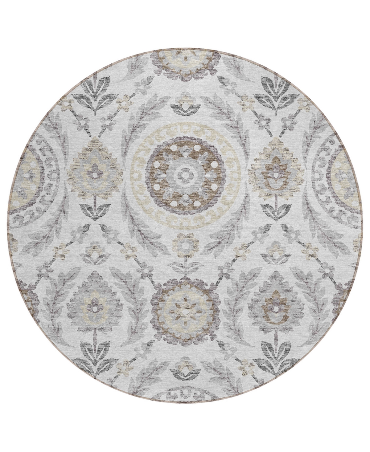 Addison Chantille ACN751 8'x8' Round Area Rug - Silver