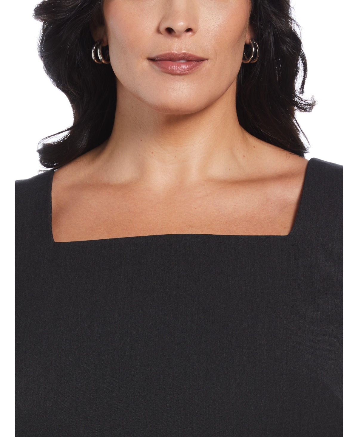 Rafaella Plus Size Gabardine Square Neck Short Sleeve Dress