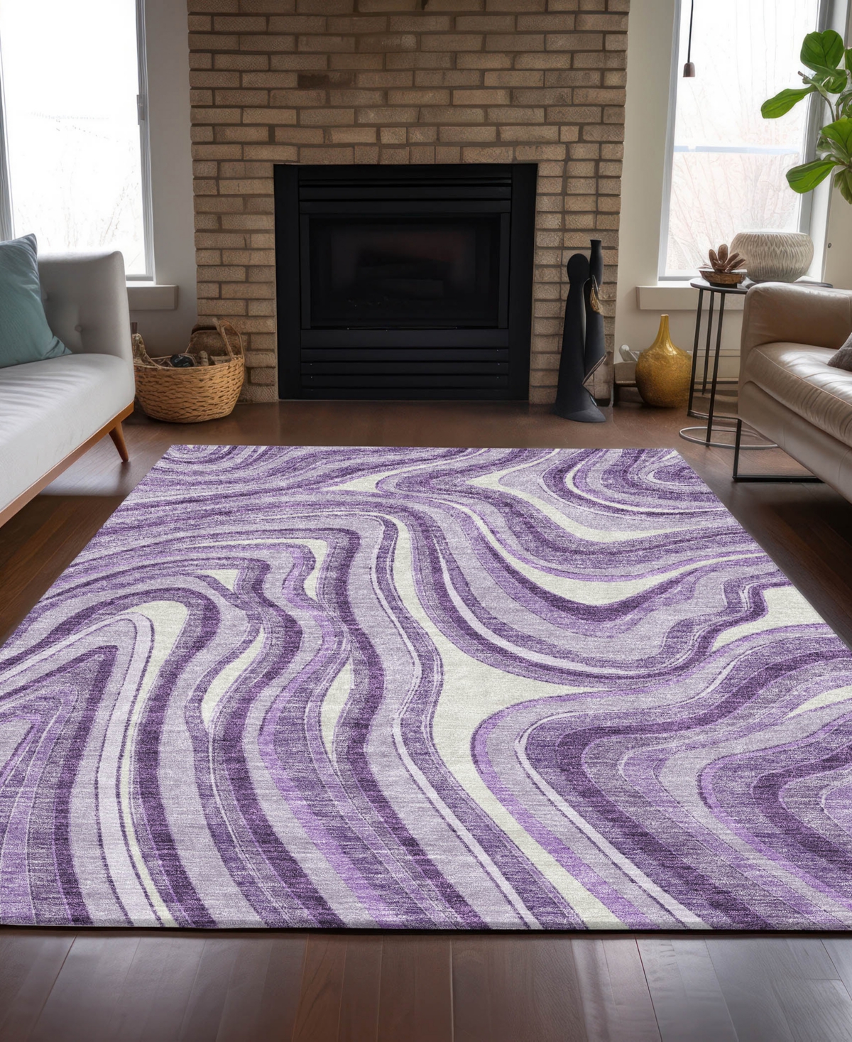 Addison Chantille Acn756 9'x12' Area Rug In Lavender