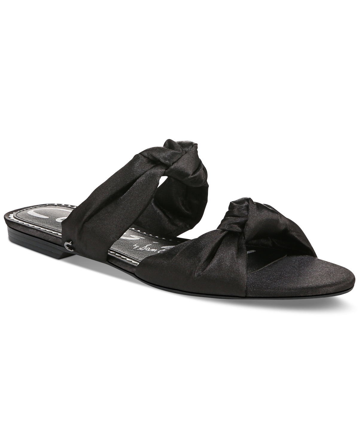 Marissa Knotted Flat Slide Sandals - Blue Haze Satin