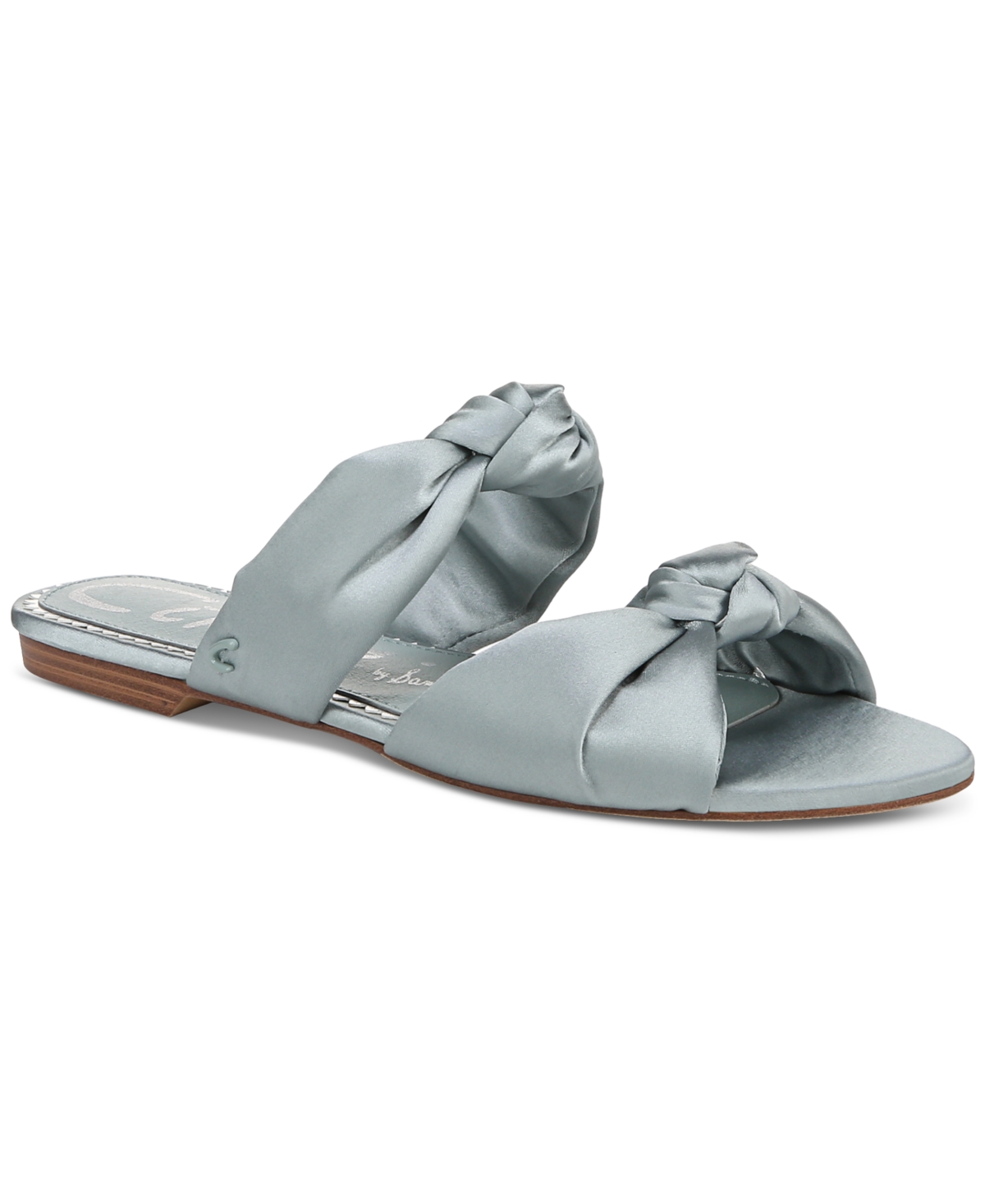 Marissa Knotted Flat Slide Sandals - Blue Haze Satin