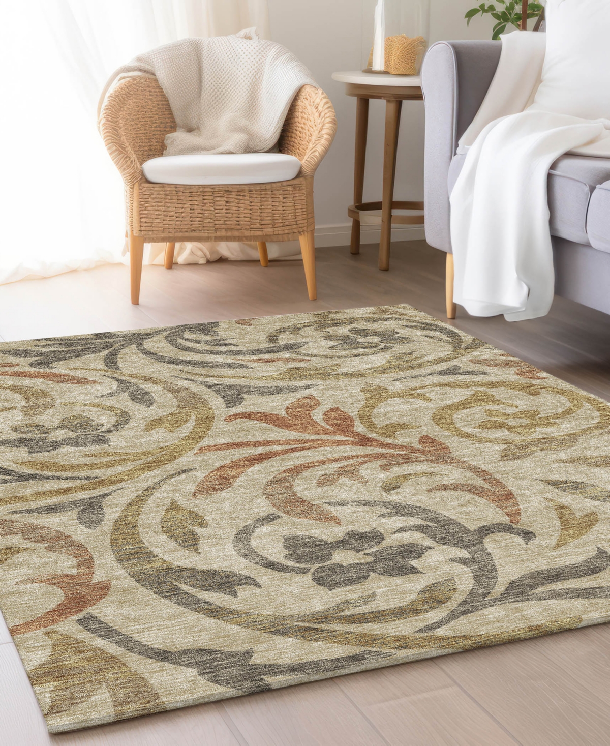 Addison Chantille Machine Washable Acn764 8'x10' Area Rug In Beige