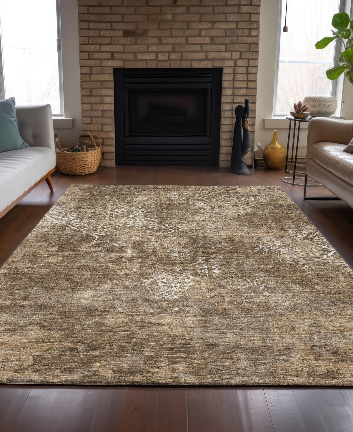 Addison Chantille Machine Washable Acn769 3'x5' Area Rug In Brown