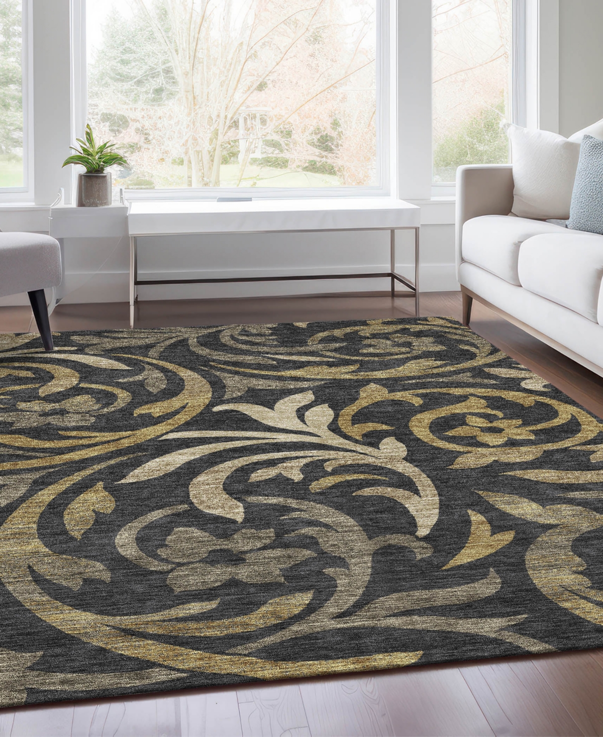Addison Chantille Machine Washable Acn764 3'x5' Area Rug In Black