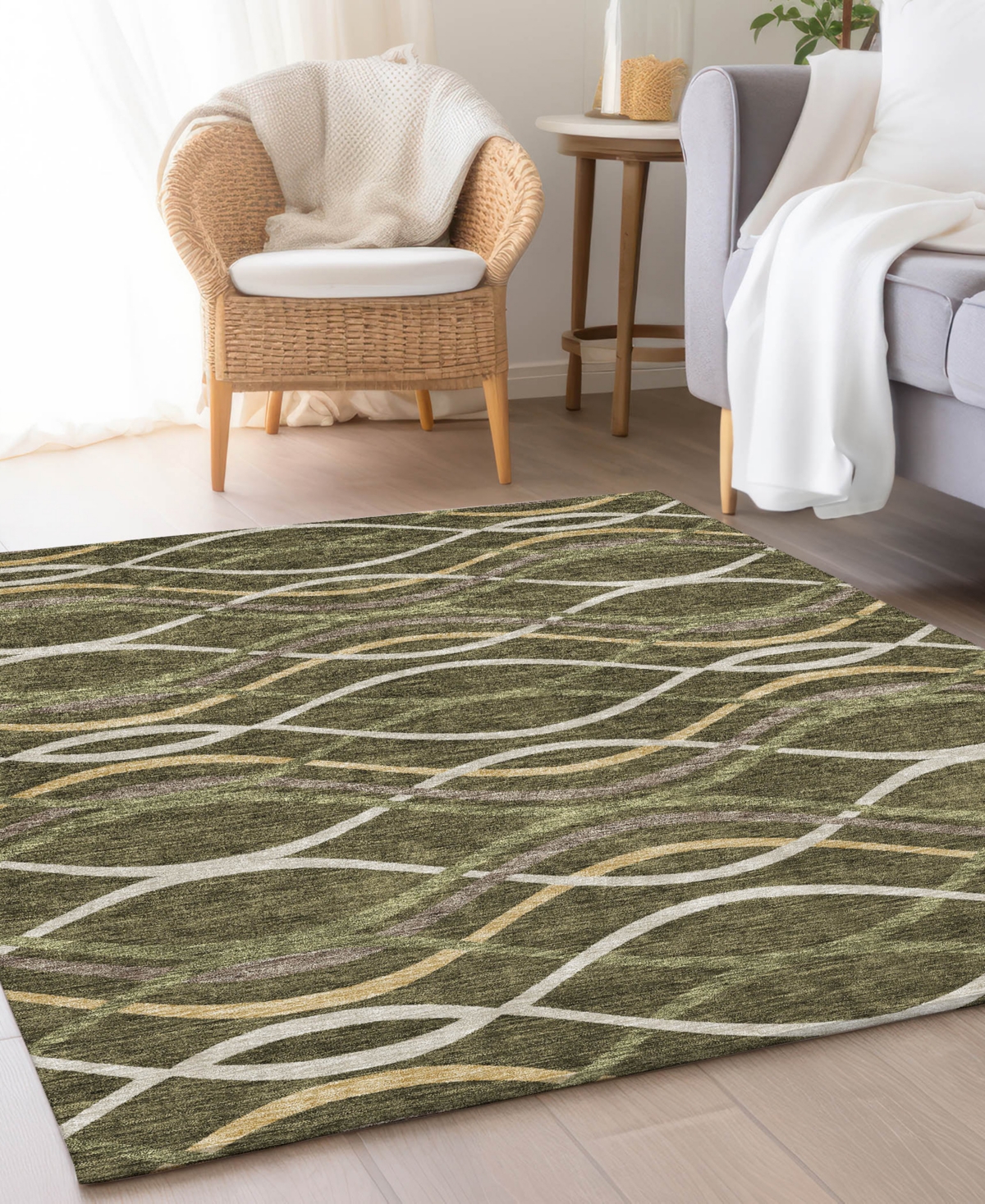 Addison Chantille Acn757 3'x5' Area Rug In Olive
