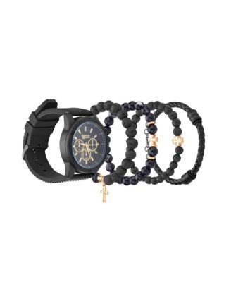 Men's Quartz Matte Black Silicone Strap Watch, 47mm