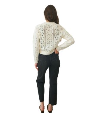 Women's Cotton Diana Pointelle Cardigan in Oat