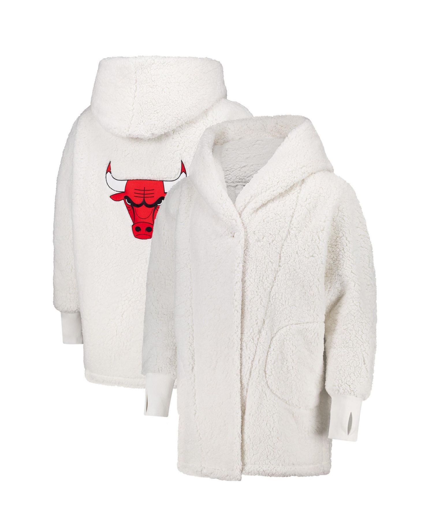 Men's and Women's The Best Lounger In The World Cream Chicago Bulls Oversized Open-Front Hoodie Sweater
