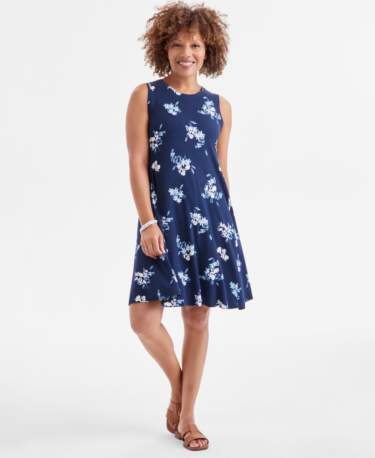 STYLE & CO WOMEN'S PRINTED SLEEVELESS FLIP-FLOP DRESS, EXCLUSIVELY AT MACY'S 