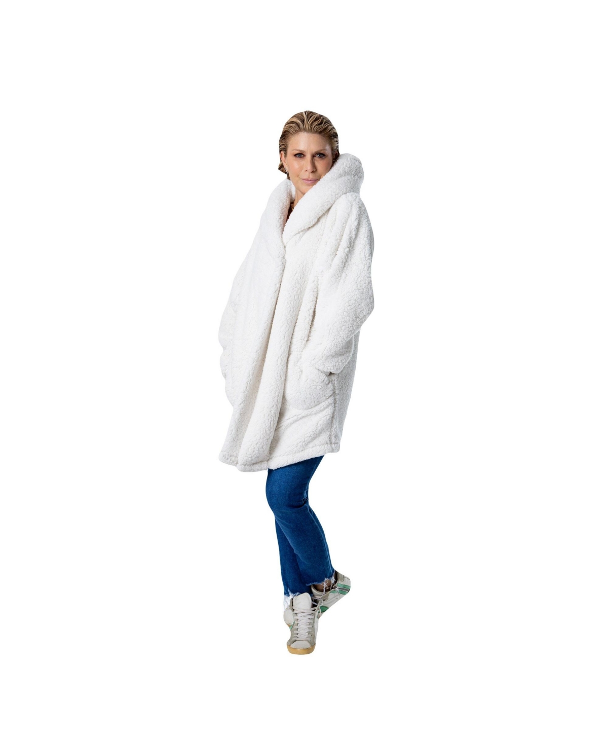 Jill Martin Men's And Women's The Best Lounger In The World Cream Philadelphia 76ers Oversized Open-front Hoodie In Cream