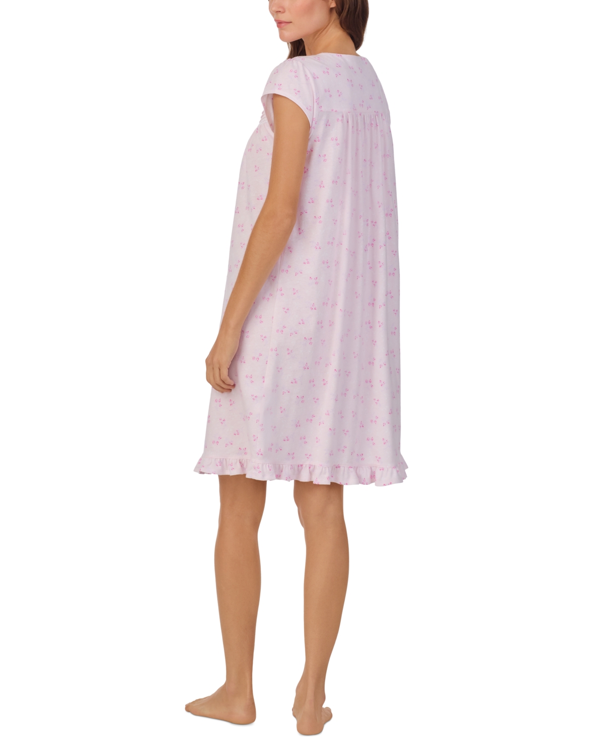 Shop Eileen West Women's Cap-sleeve Cotton Short Nightgown In Pink Print