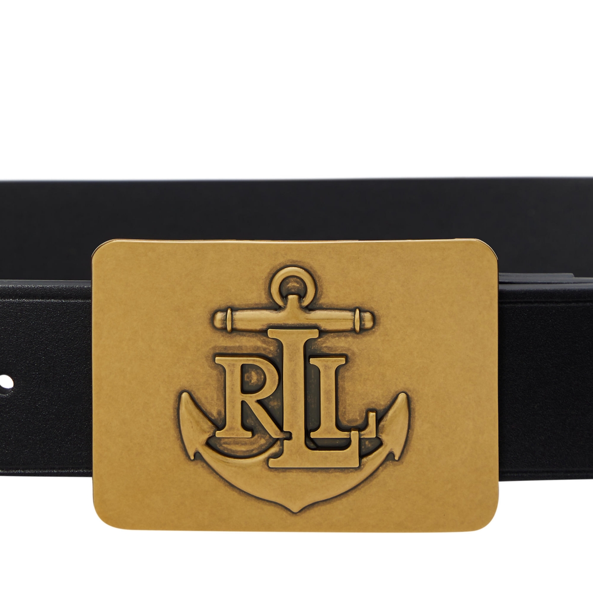 Lauren Ralph Lauren Anchor-Buckle Leather Wide Belt