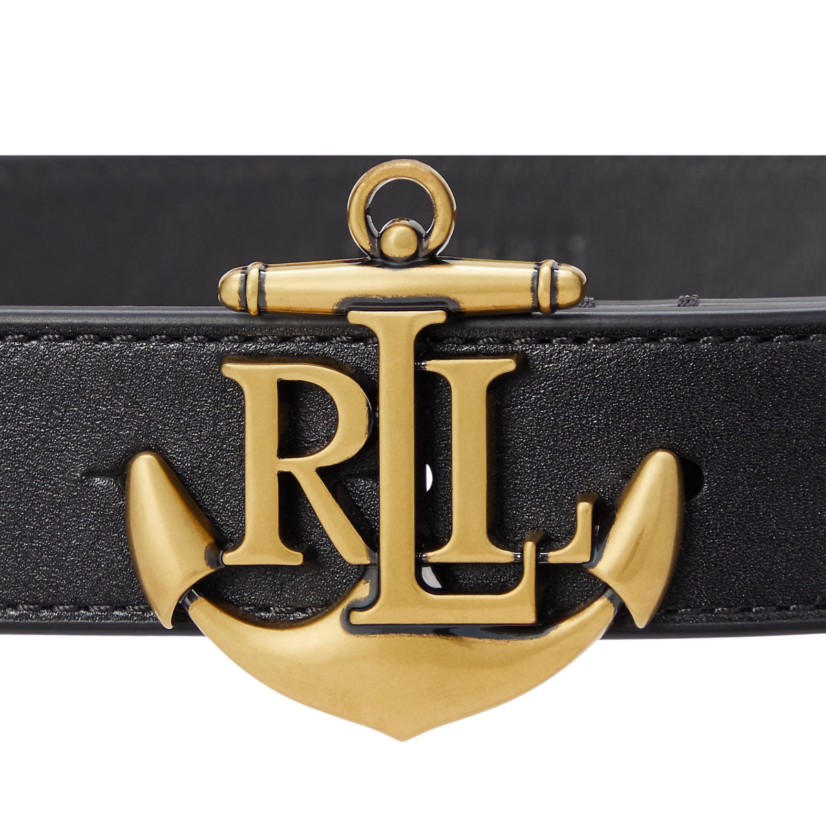RALPH LAUREN ANCHOR-LOGO LEATHER SKINNY BELT 
