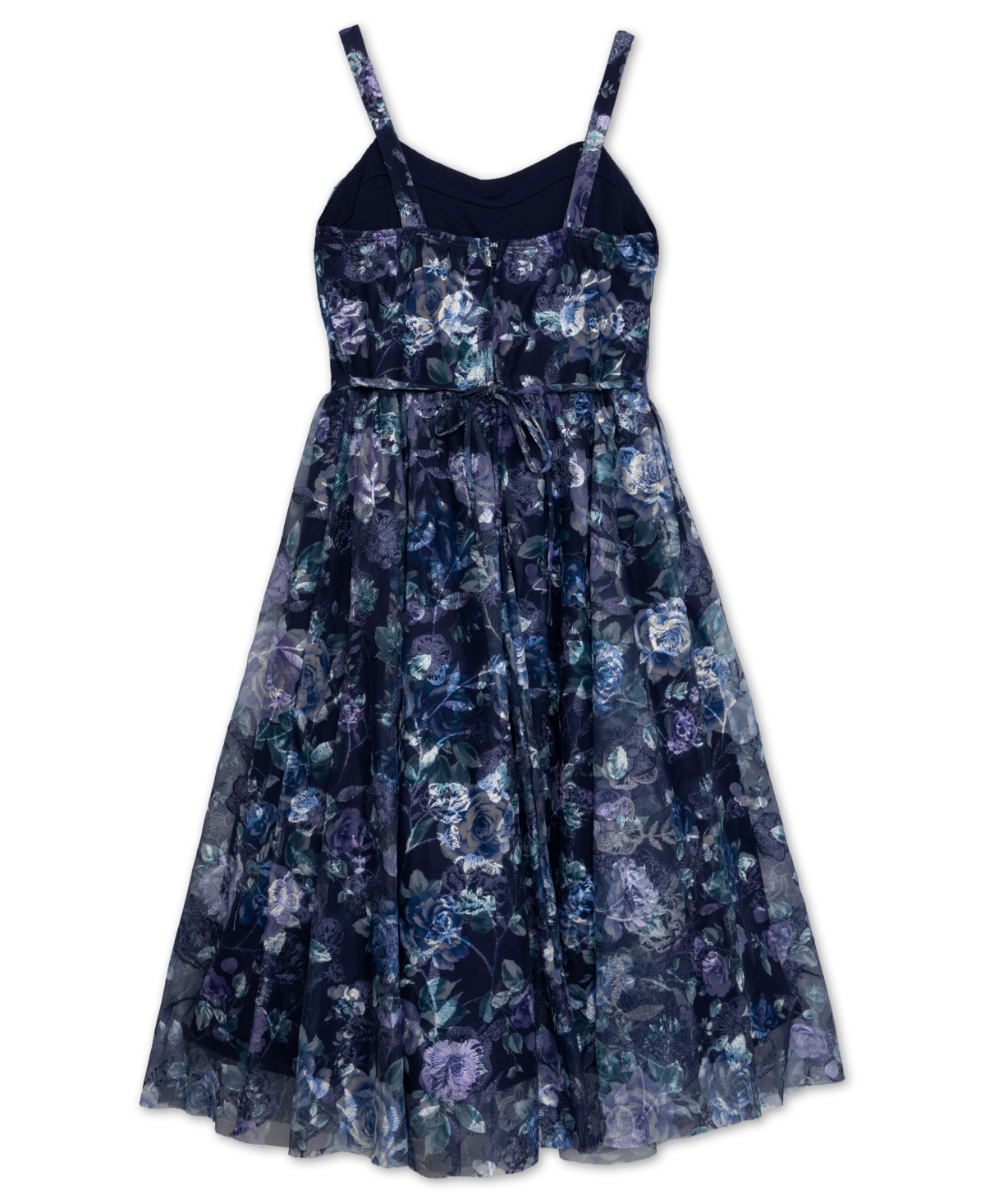 Speechless Big Girls Sleeveless Floral Embroidery Mesh Midi Dress - Purple