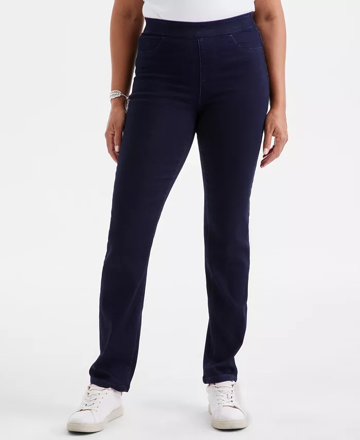 Women's Straight Leg Pull-On Jeans - thumbnail 3