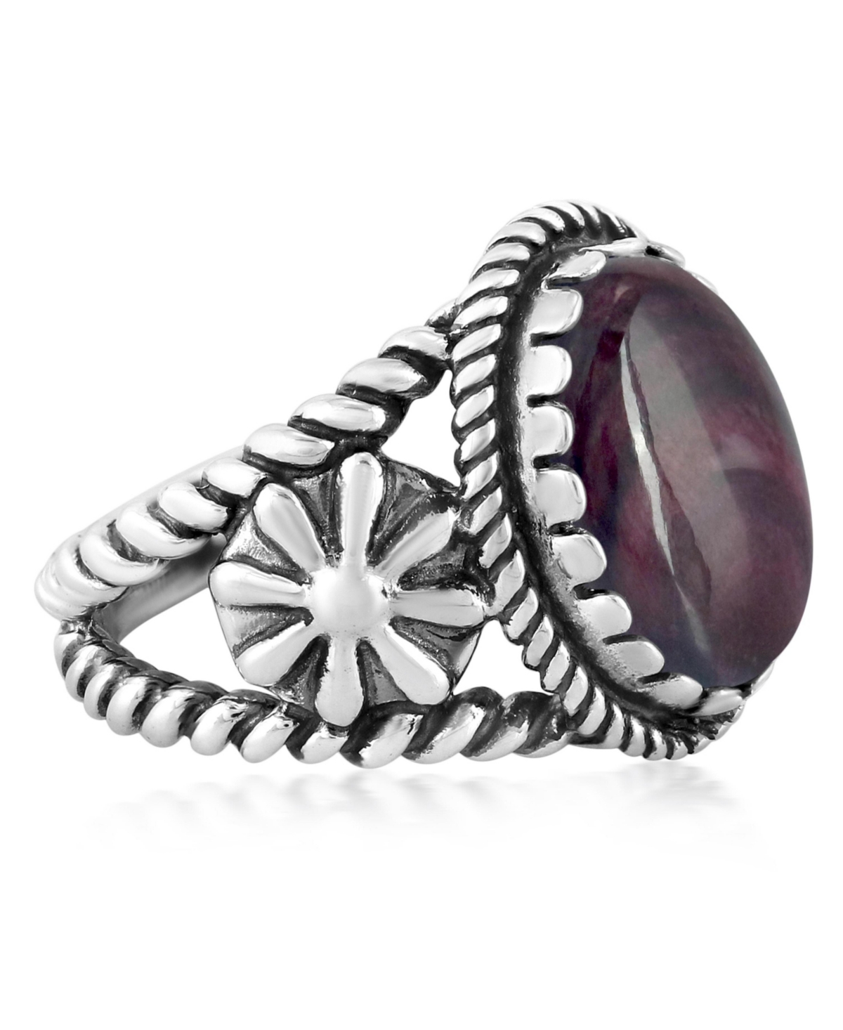 American West Jewelry Sterling SilverOyster Concha Flower Ring, Size - Purple spiny