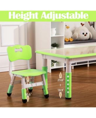 6-Piece Adjustable Height Plastic Graffiti Desktop with Non-Slip Legs - Kids Table and Chairs Set
