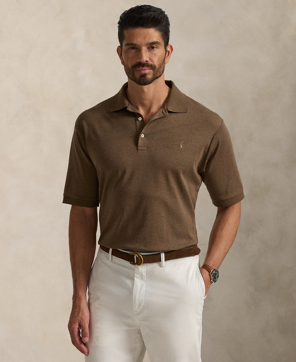 Polo Ralph Lauren Custom Slim Fit Soft Cotton Polo Shirt In Brown