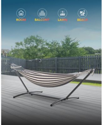 Brazilian Hammock with Adjustable Stand- Stylish Hammock Bed w/Storage Bag, 600lb Capacity