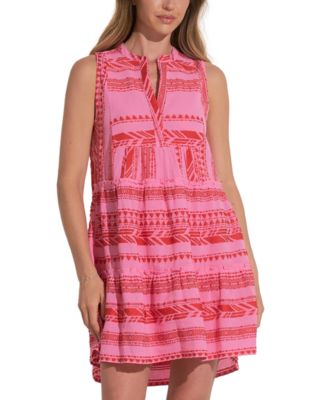 Elan - Women's Embroidered Sleeveless Tiered Dress