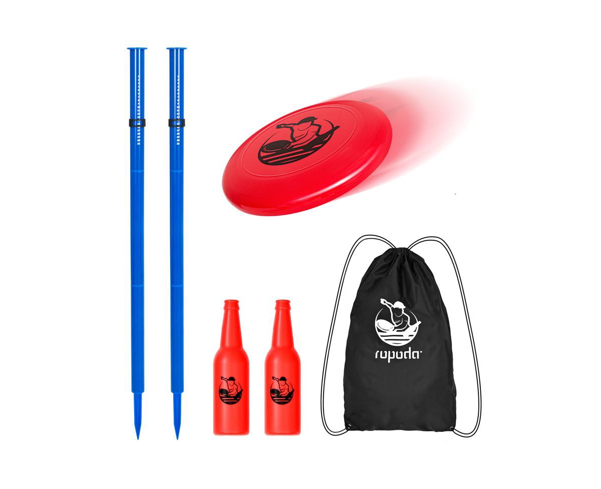 Outdoor Games - Flying Disc Game Set, Fun Bottle Drop Yard Games - Red