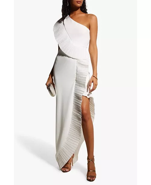 women's the mercer pleated ruffle gown