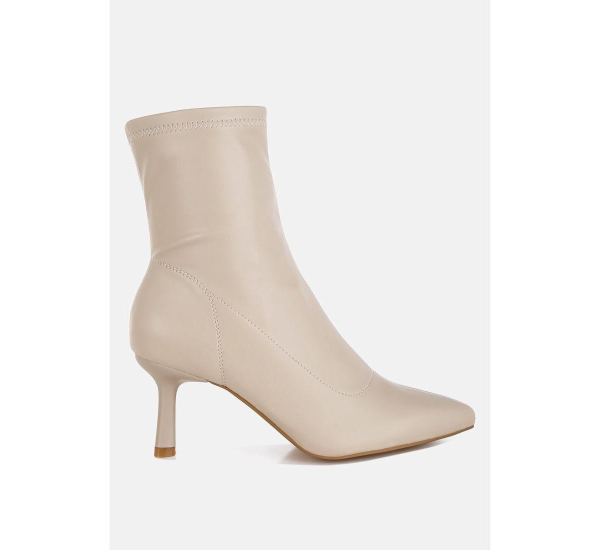 Pumila Stiletto Heel Sock Boots - Beige